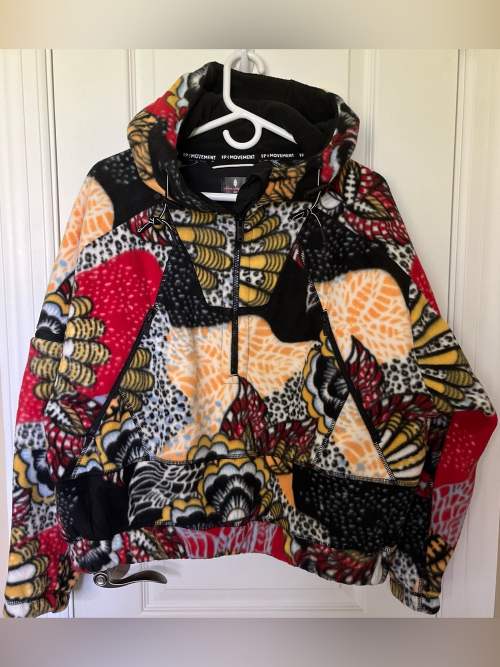 🆕 Free People Wild and Free Fleece Hooded 1/2 Zip Pullover Wildflower Size Small